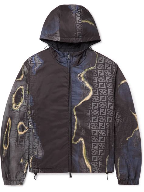 fendi reversible hooded printed quilted shell down jacket|Outerwear .